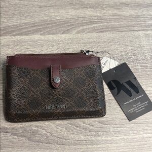 Nine West Brown & Burgundy Card Case Wallet